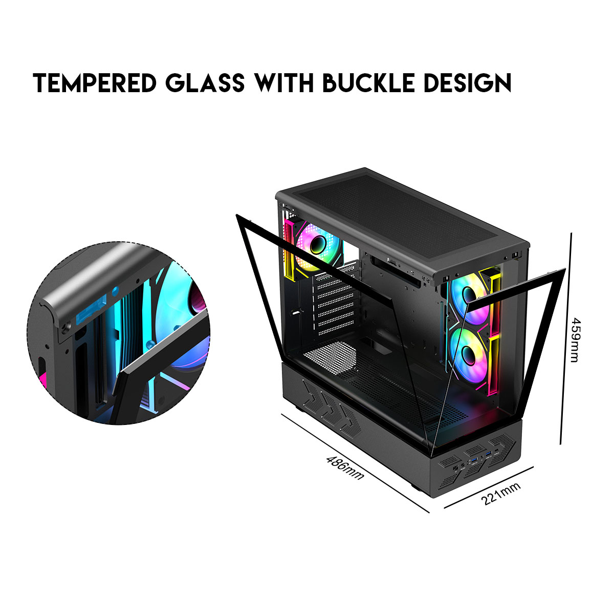 DIYPC IDX1-BK-ARGB Black ATX Gaming Computer Case