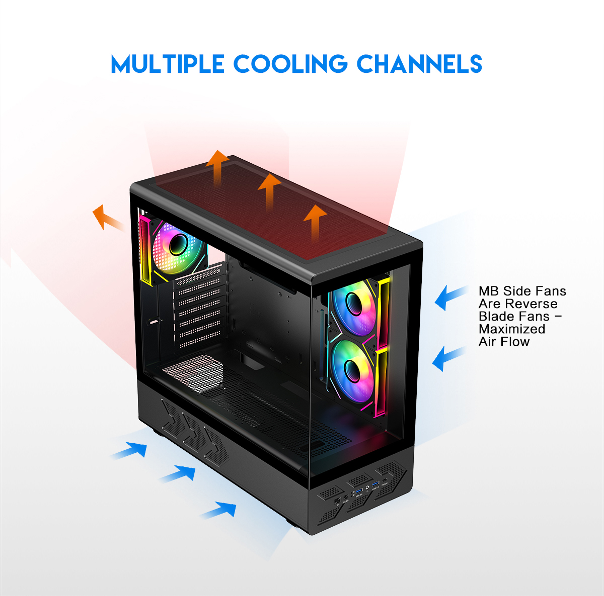 DIYPC IDX1-BK-ARGB Black ATX Gaming Computer Case