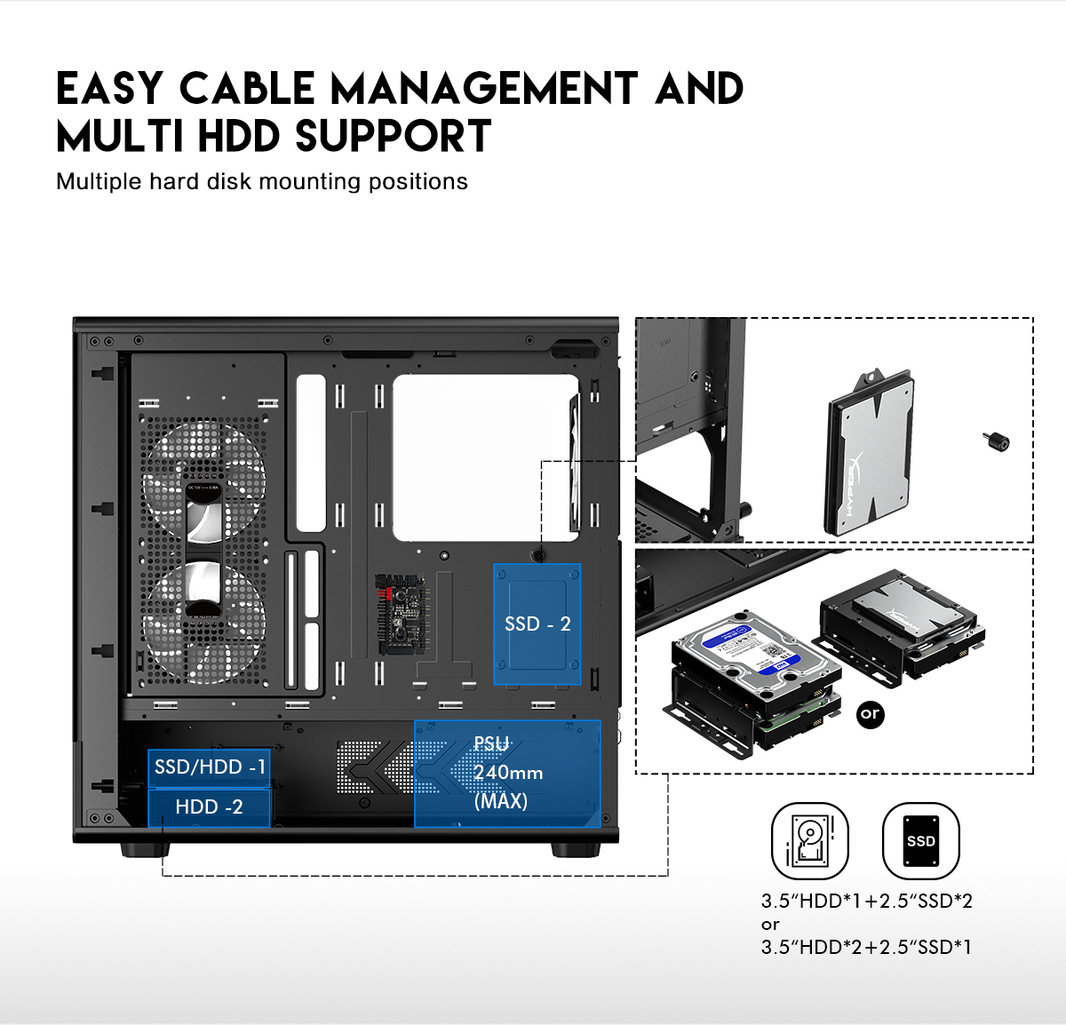 DIYPC IDX1-BK-ARGB Black ATX Gaming Computer Case