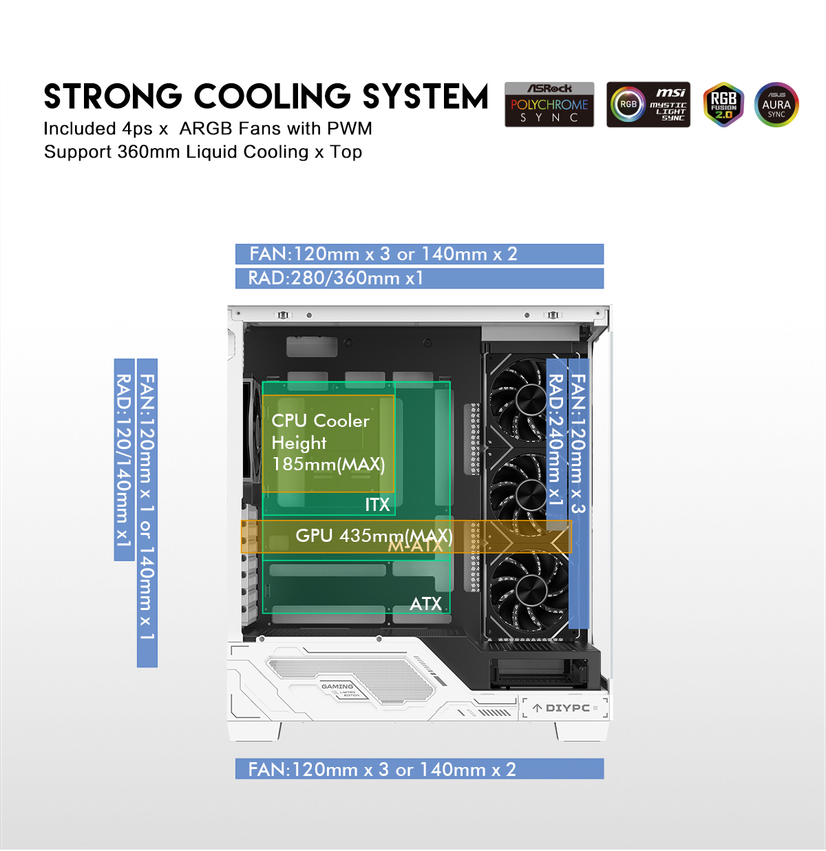 DIYPC IDX2-Ultra-ARGB Gaming Computer Case