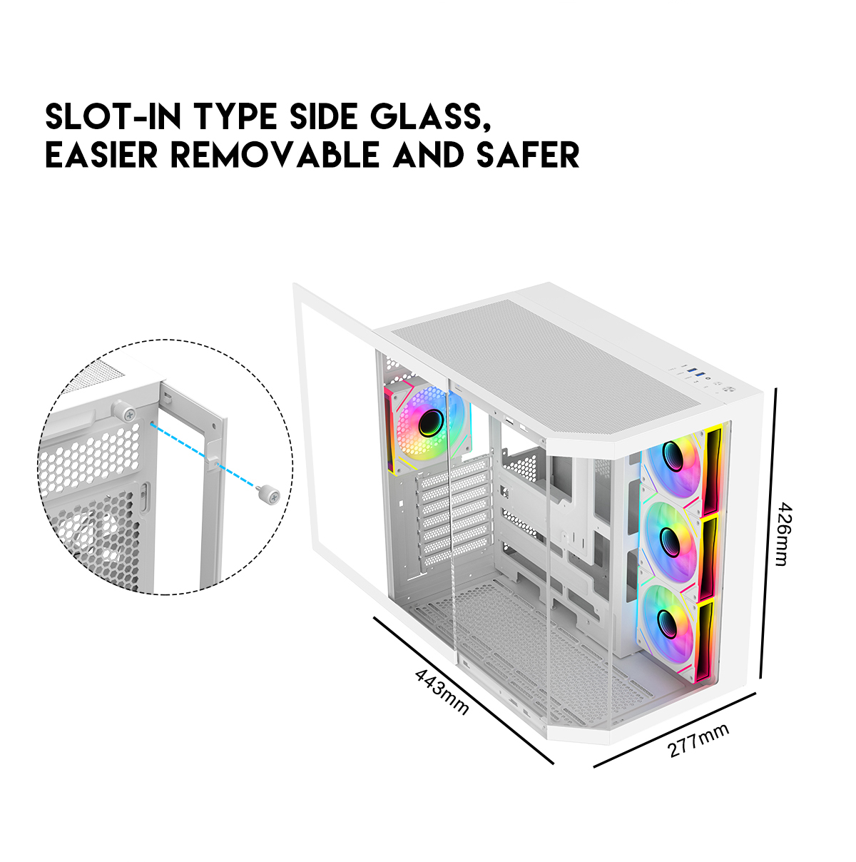DIYPC ARGB-N3-W White Gaming Computer Case