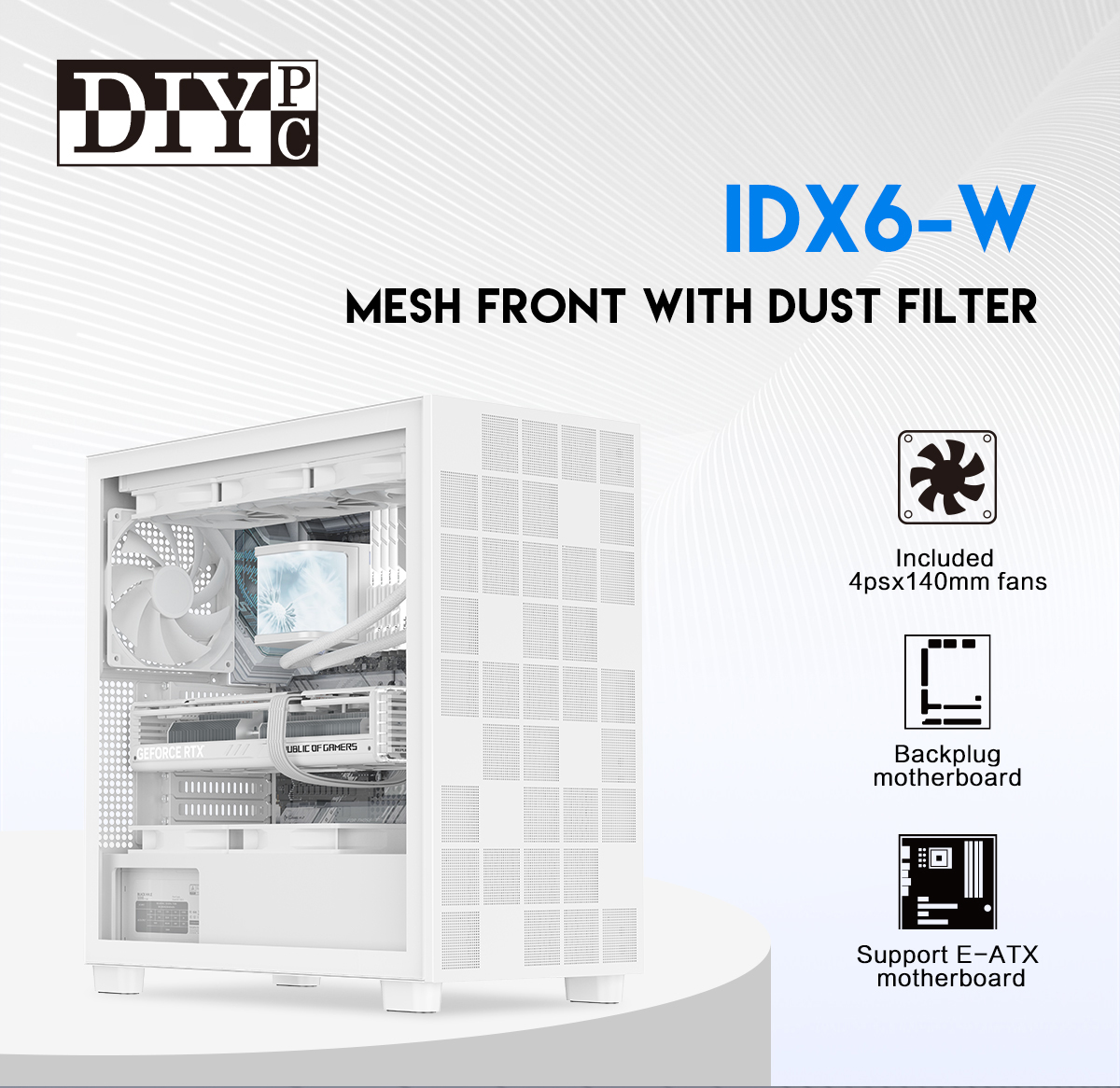 DIYPC IDX6-W White ATX Mid Tower Gaming Computer Case