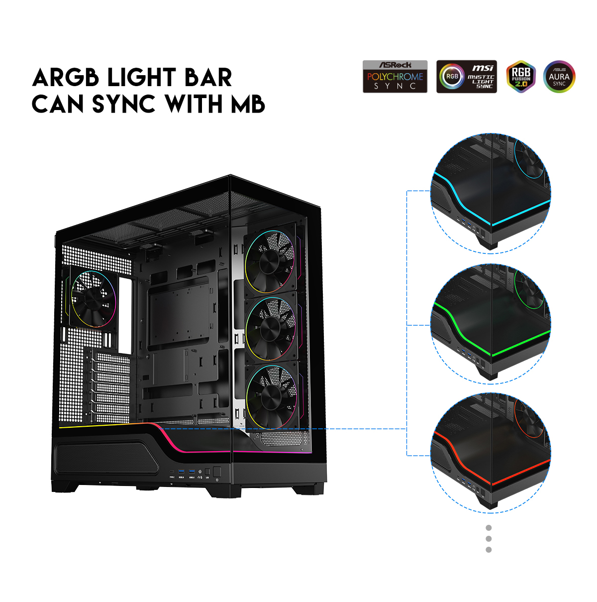 DIYPC IDX5-BK-ARGB Black ATX Gaming Computer Case