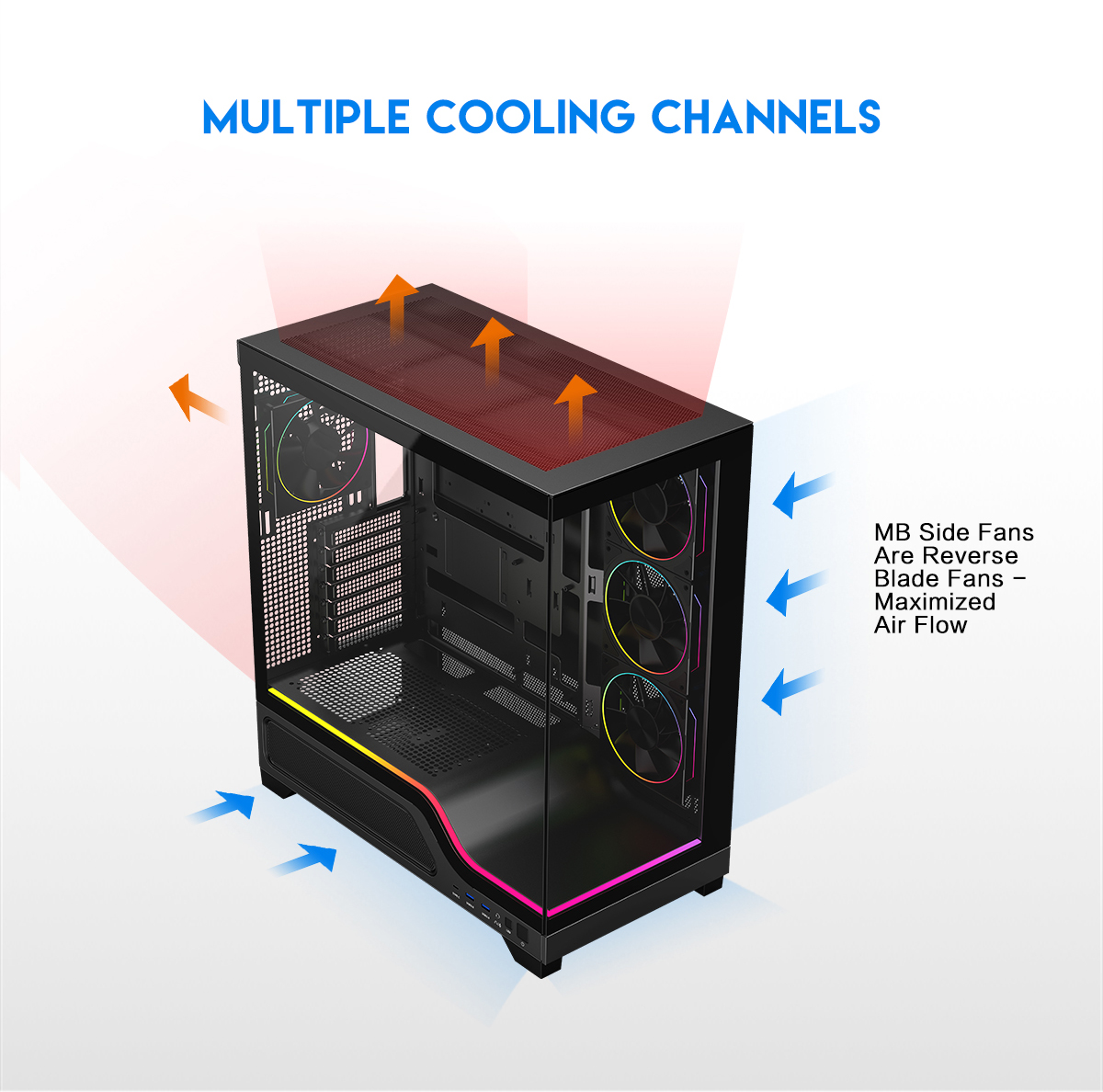 DIYPC IDX5-BK-ARGB Black ATX Gaming Computer Case