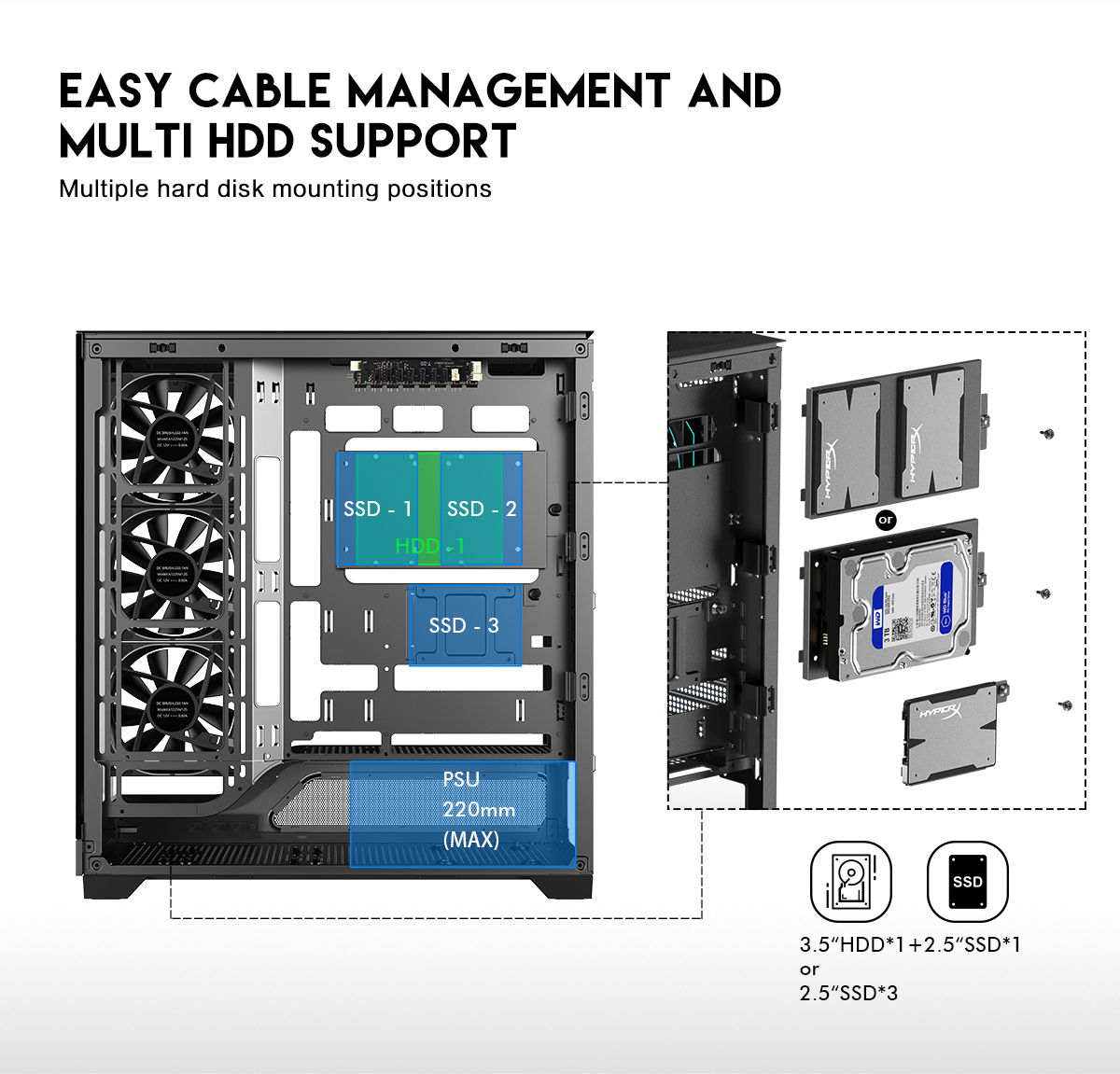 DIYPC IDX5-BK-ARGB Black ATX Gaming Computer Case