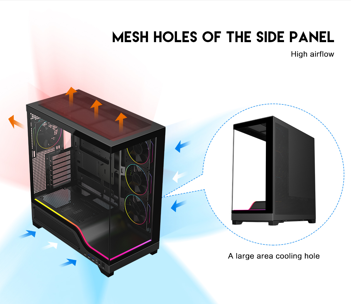 DIYPC IDX5-BK-ARGB Black ATX Gaming Computer Case
