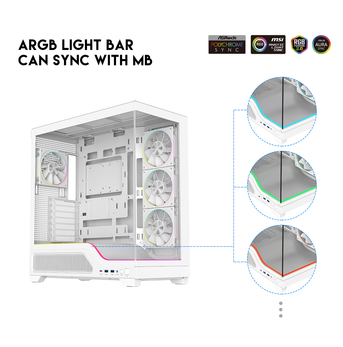 DIYPC IDX5-W-ARGB White ATX Gaming Computer Case