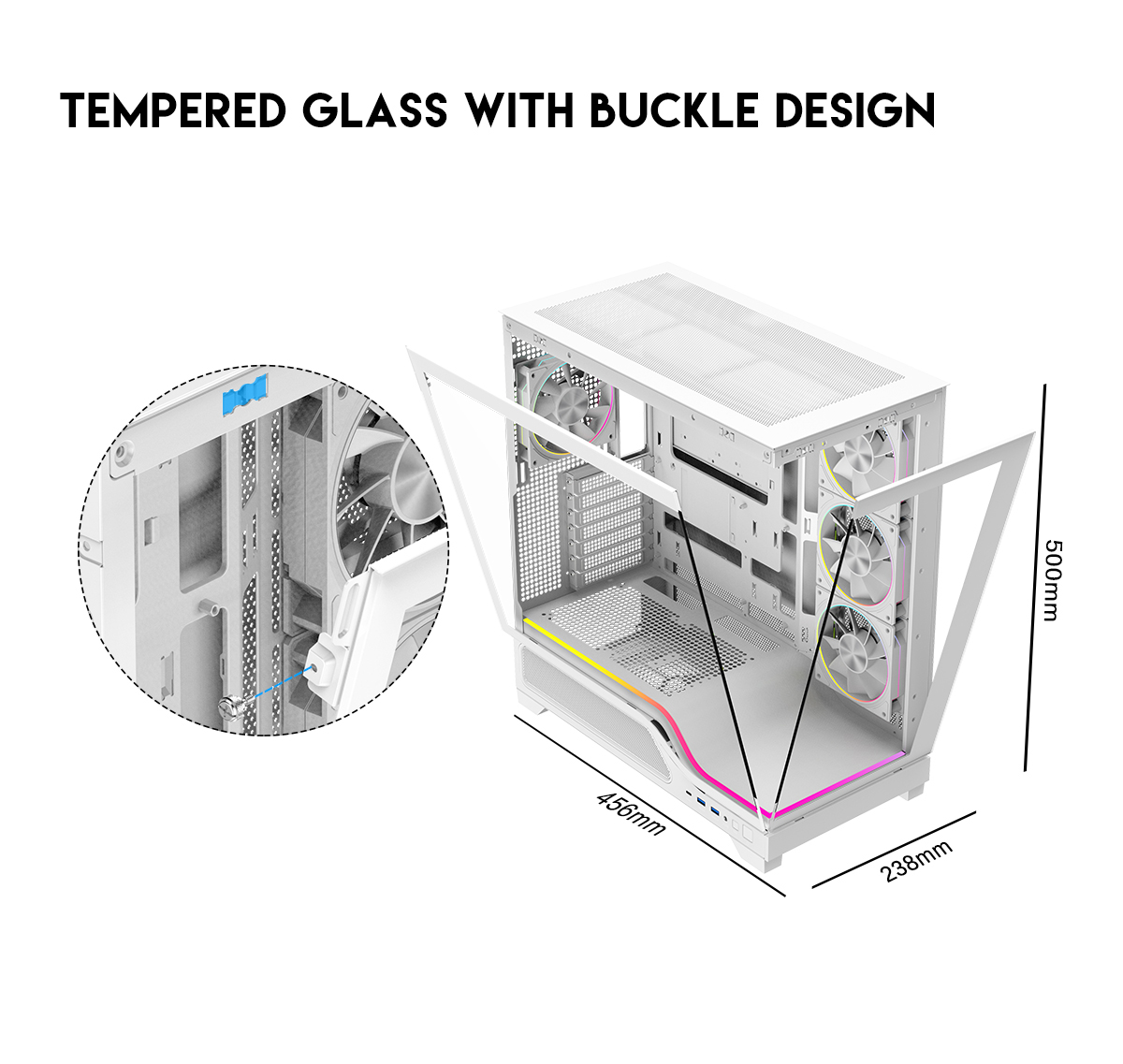 DIYPC IDX5-W-ARGB White ATX Gaming Computer Case
