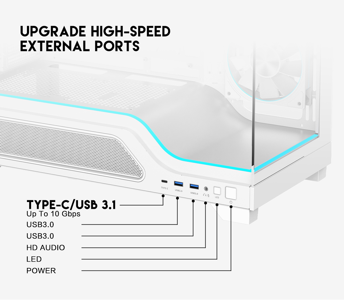 DIYPC IDX5-W-ARGB White ATX Gaming Computer Case