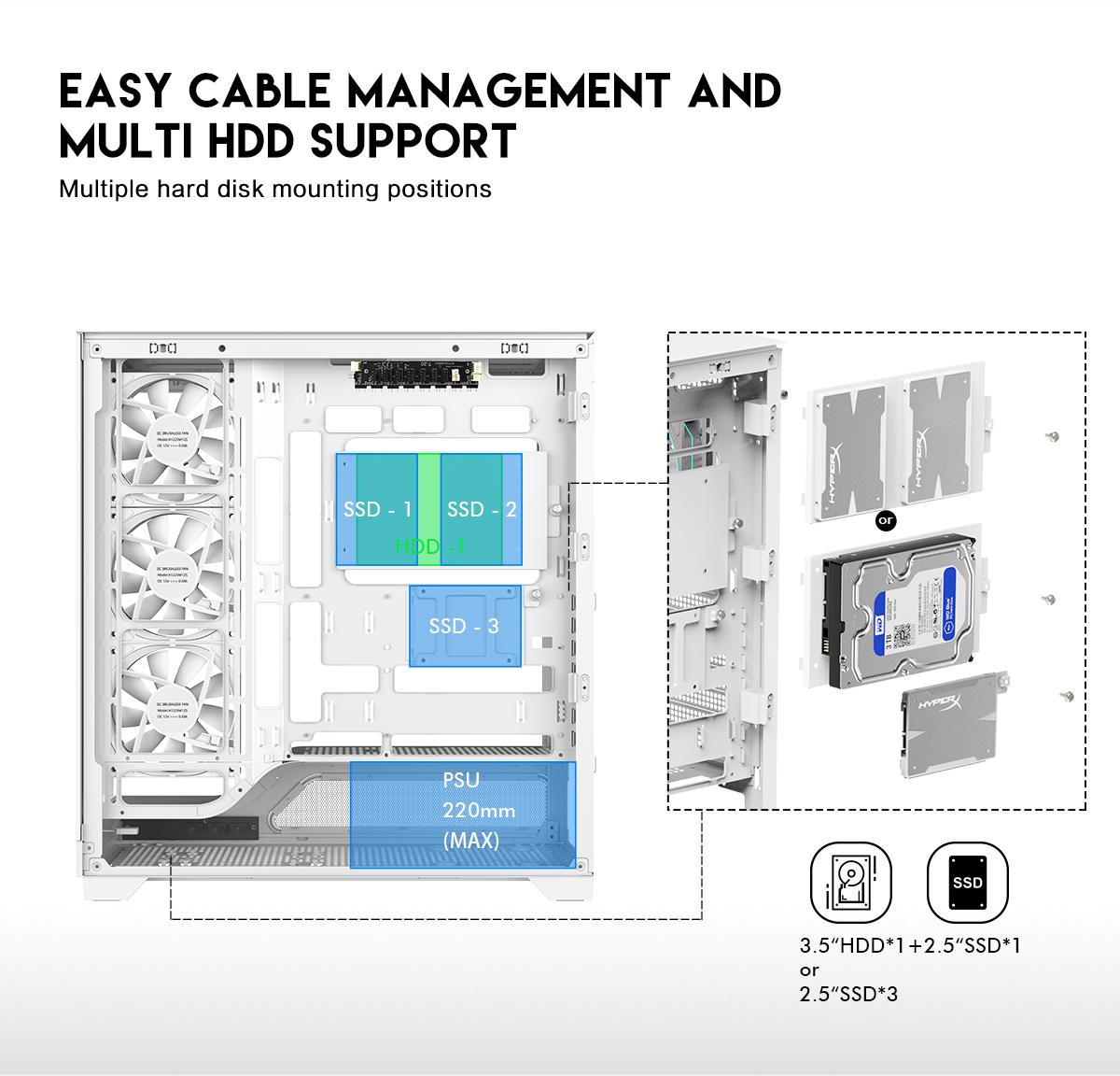 DIYPC IDX5-W-ARGB White ATX Gaming Computer Case