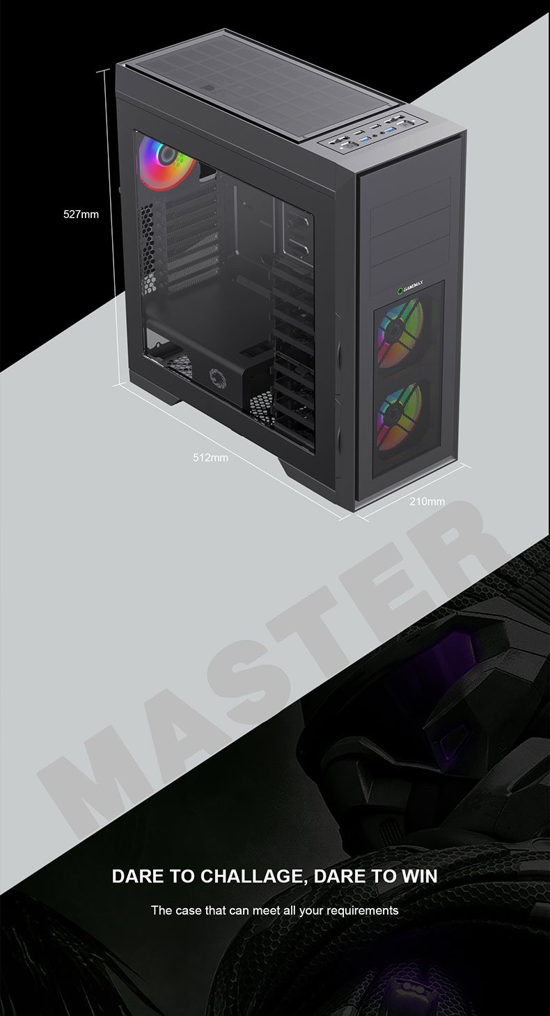 Gabinete Gamemax Gamer Vega RGB Window Black - M909A 