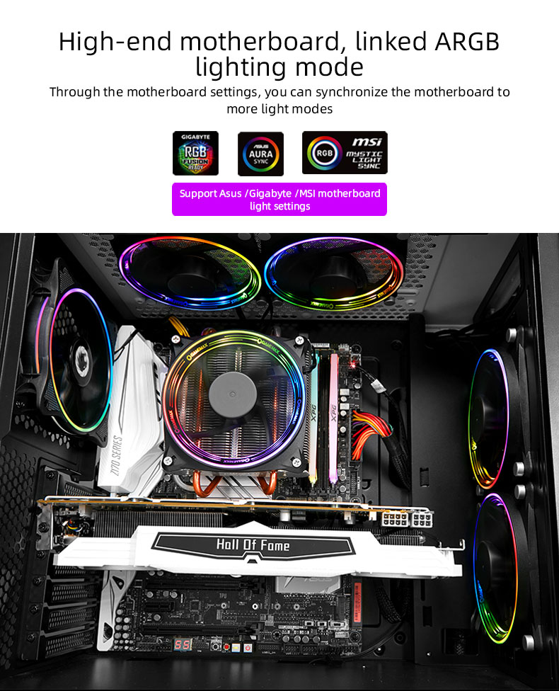 Gamemax Draco XD Black USB3.0 (Pre-Installed) Tempered Fan ATX Tower Panels Glass Gaming Glass Case Computer 4 w/Tempered ARGB x Mid Ring Dual and