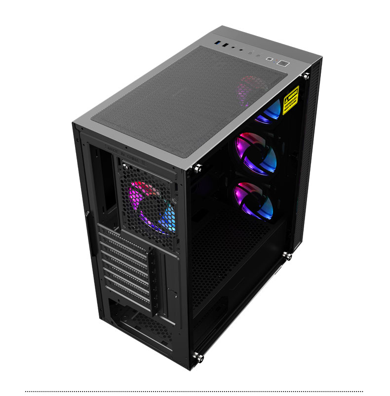 x Draco Dual Case w/Tempered Mid Fan and Glass Tempered USB3.0 Gamemax XD Glass ARGB Tower Panels ATX 4 Black Ring Gaming (Pre-Installed) Computer