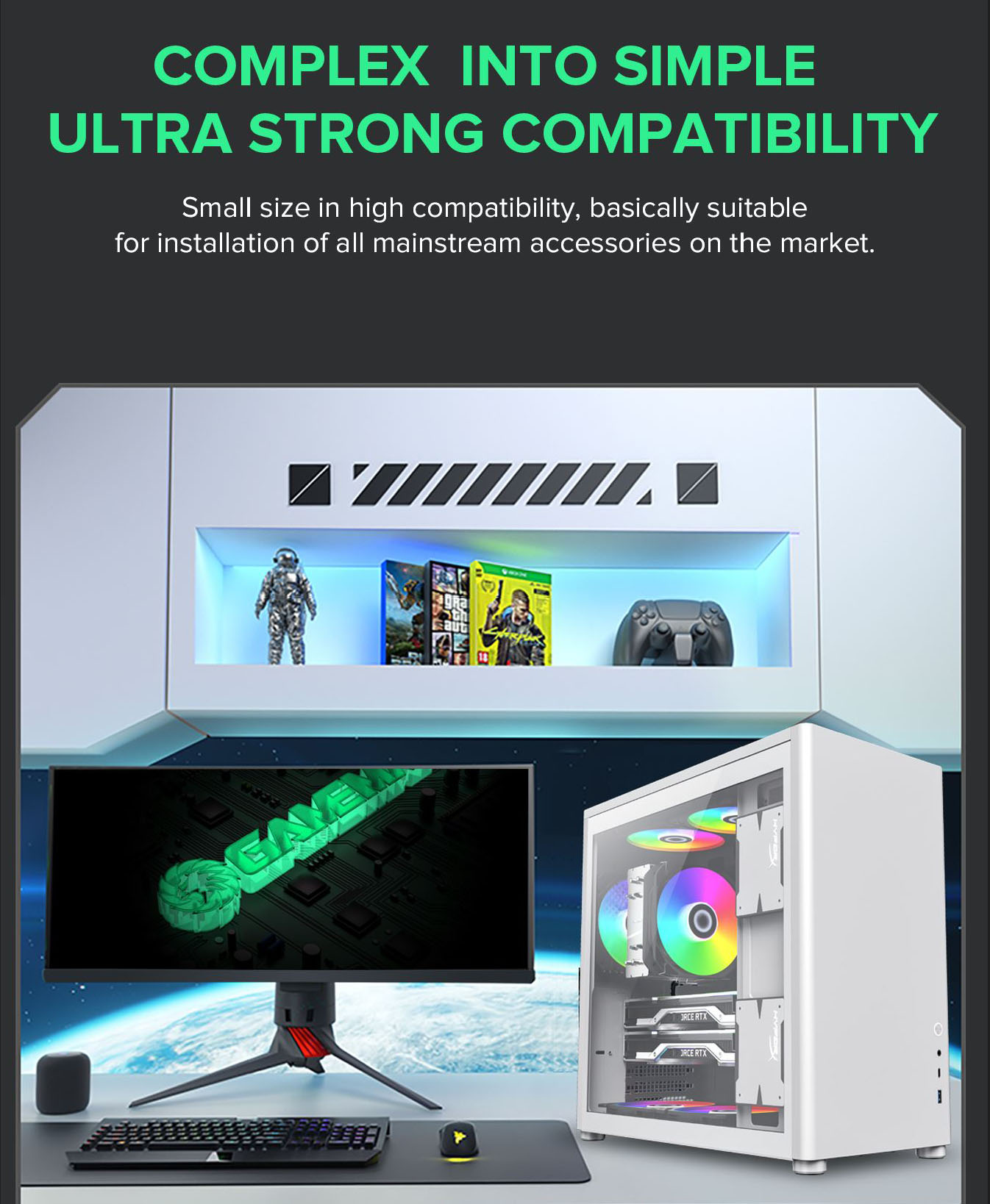 Gamemax Spark Pro Full White Steel/Tempered Glass USB3.0/Type C ATX Mid ...