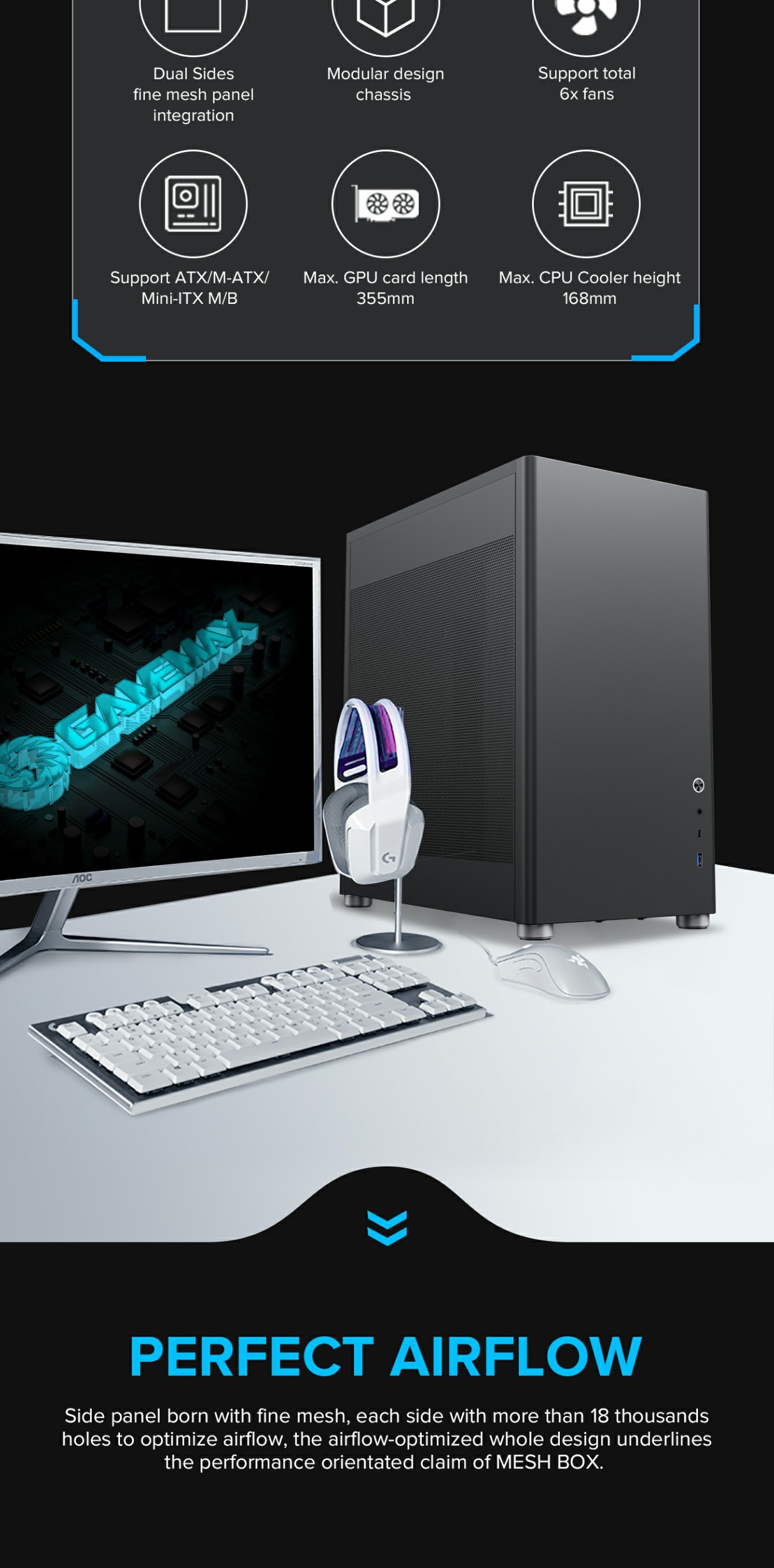 GAMEMAX MESHBOX ATX Deskop Chassis