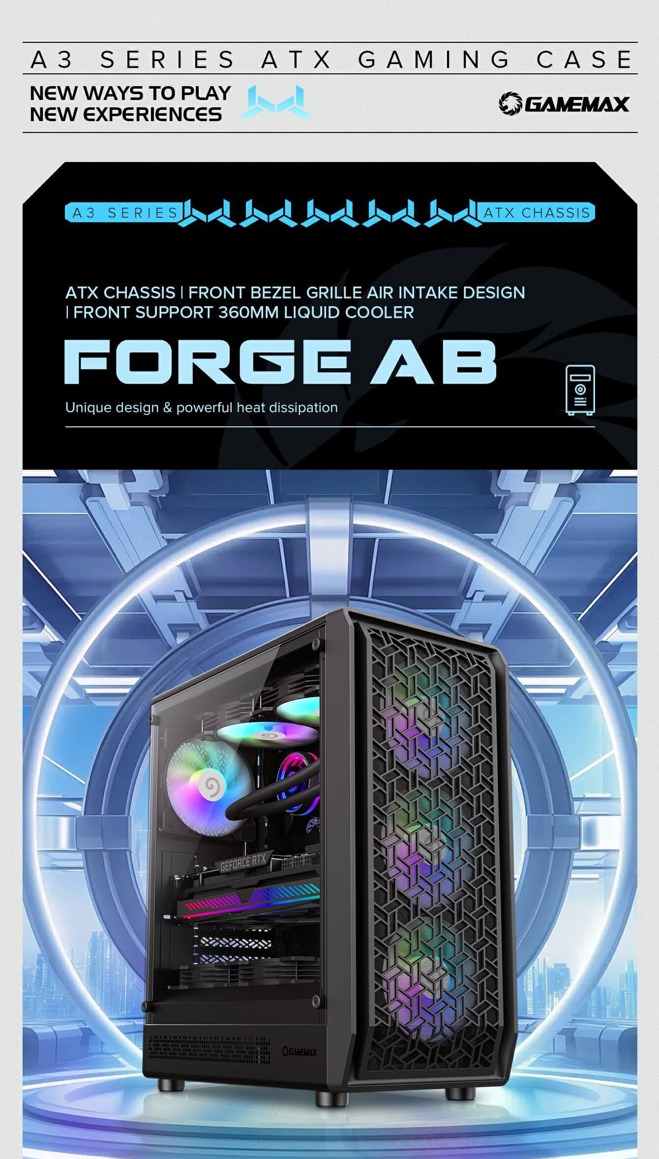 GAMEMAX Forge AB Premium Mid Tower ATX PC Case 