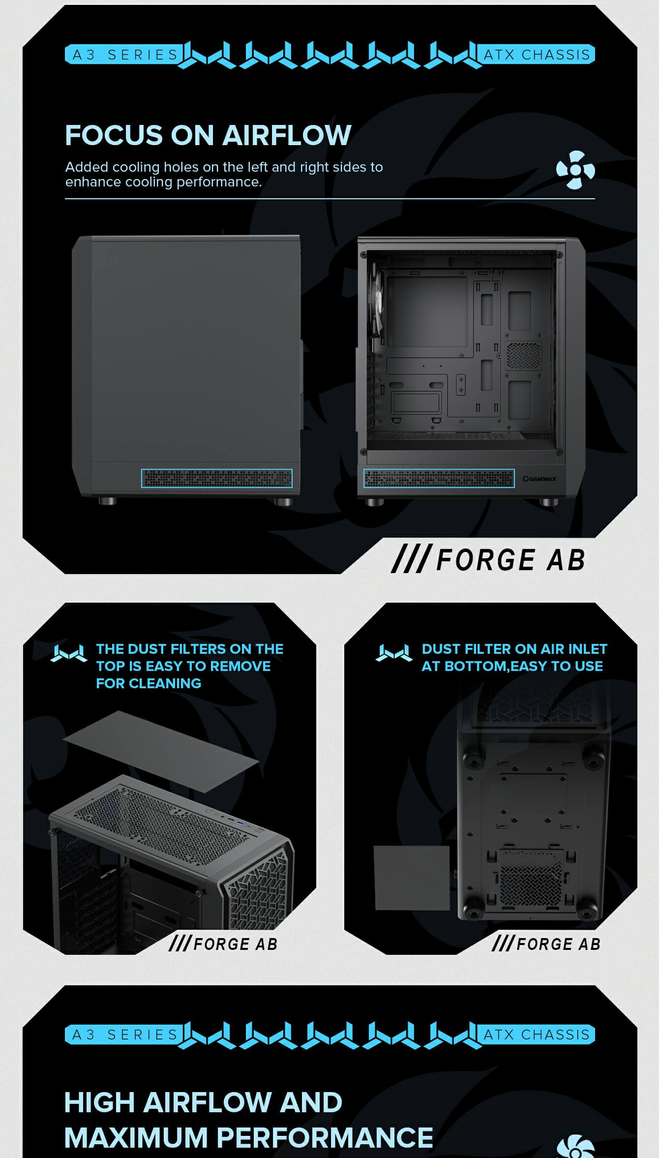 GAMEMAX Forge AB Premium Mid Tower ATX PC Case 