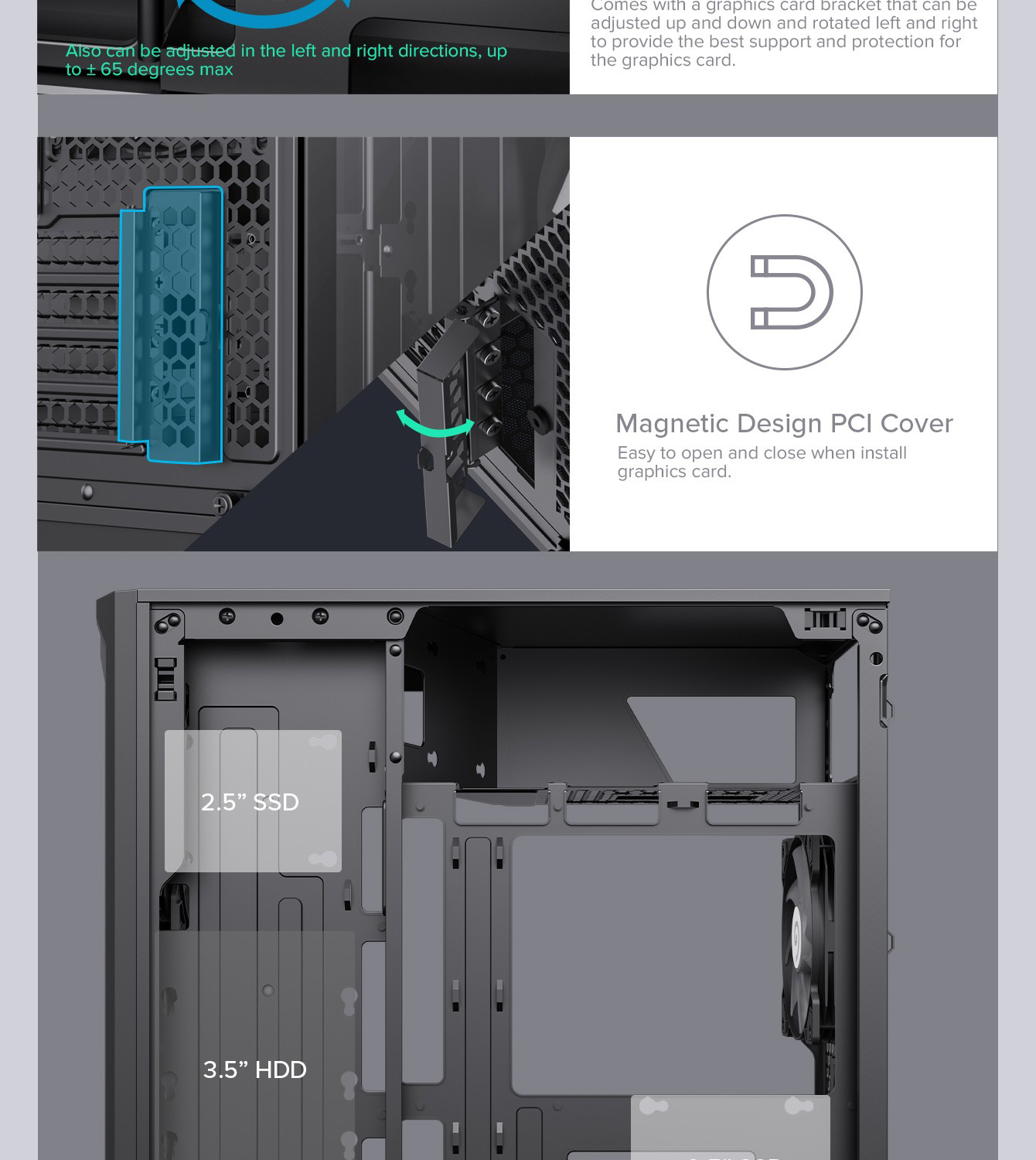 GAMEMAX F35 BW Black Micro-ATX Gaming PC Tempered Glass Computer Case