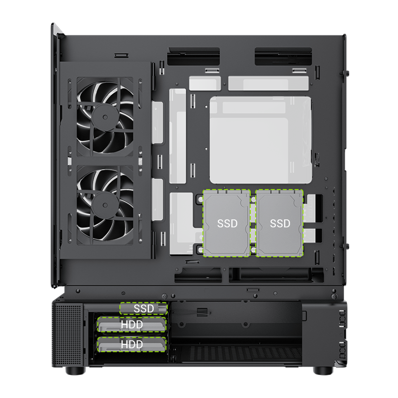 GAMEMAX N90 BG Black Dual-Chamber PC Case