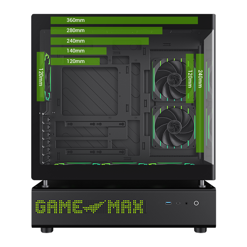 GAMEMAX N90 BG Black Dual-Chamber PC Case