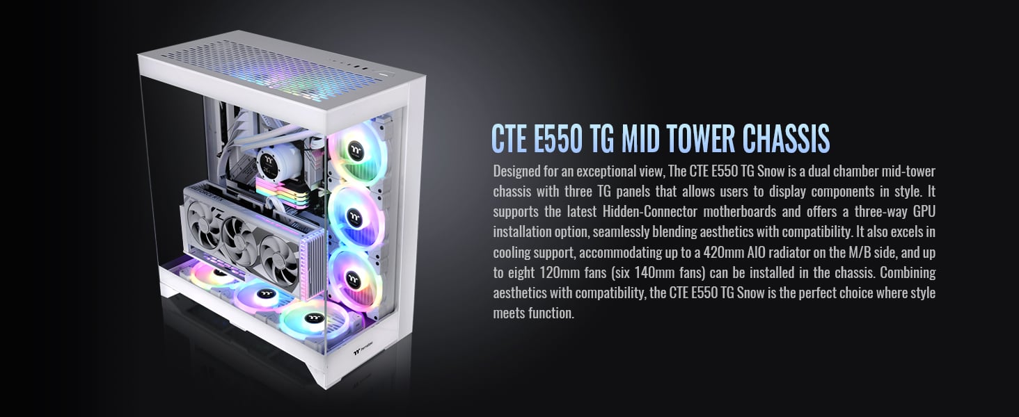 Thermaltake CTE E550 TG Snow Mid Tower ATX Case