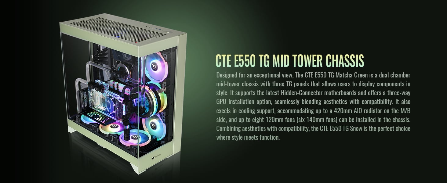 Thermaltake CTE E550 TG Matcha Green Mid Tower ATX Case