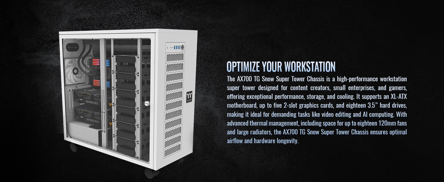 Thermaltake AX700 Snow TG Super Tower Computer Case