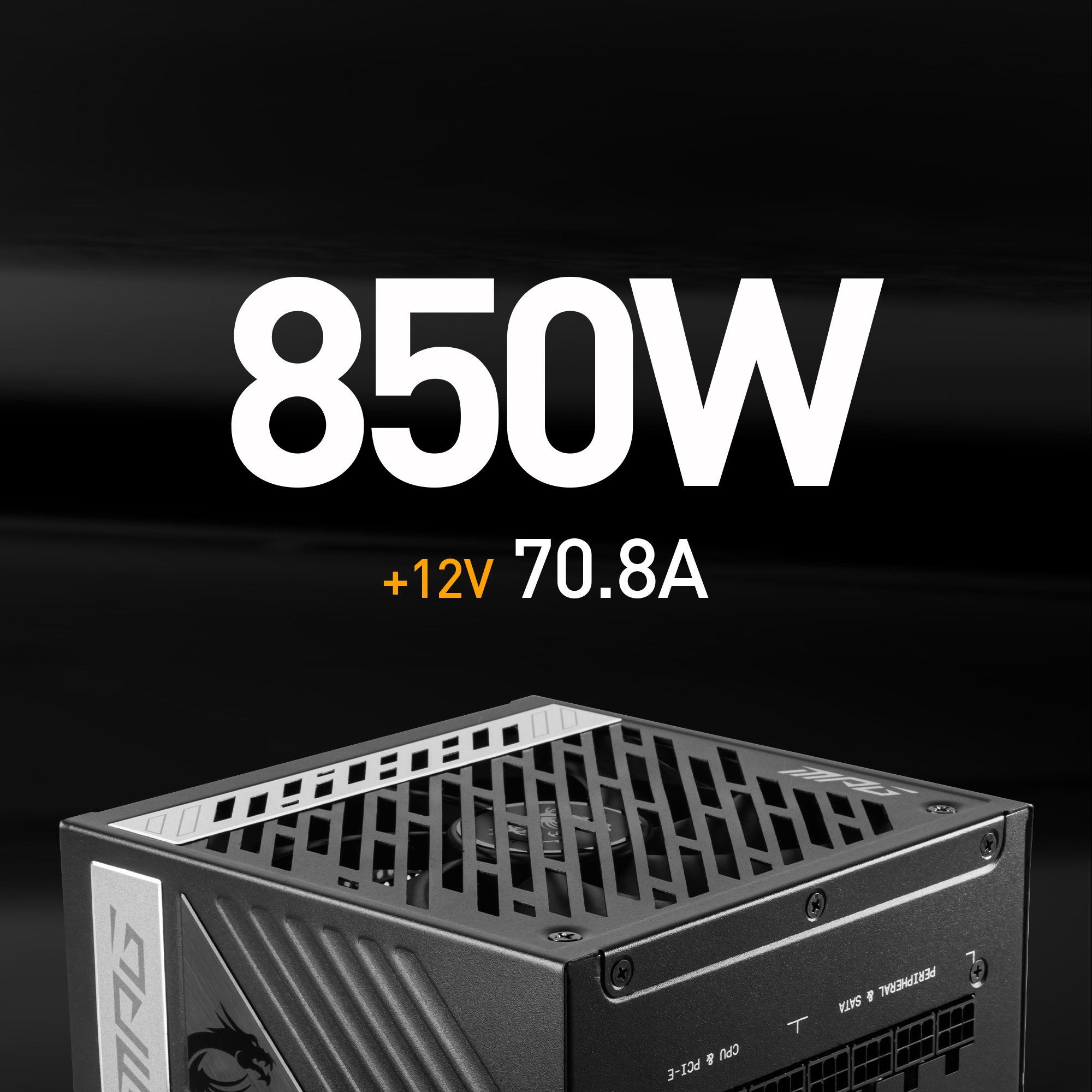 MSI - MPG A850G PCIE 5.0, 80 GOLD Full Modular Gaming PSU, 12VHPWR Cable,  4080 4070 ATX 3.0 Compatible, 850W Power Supply 
