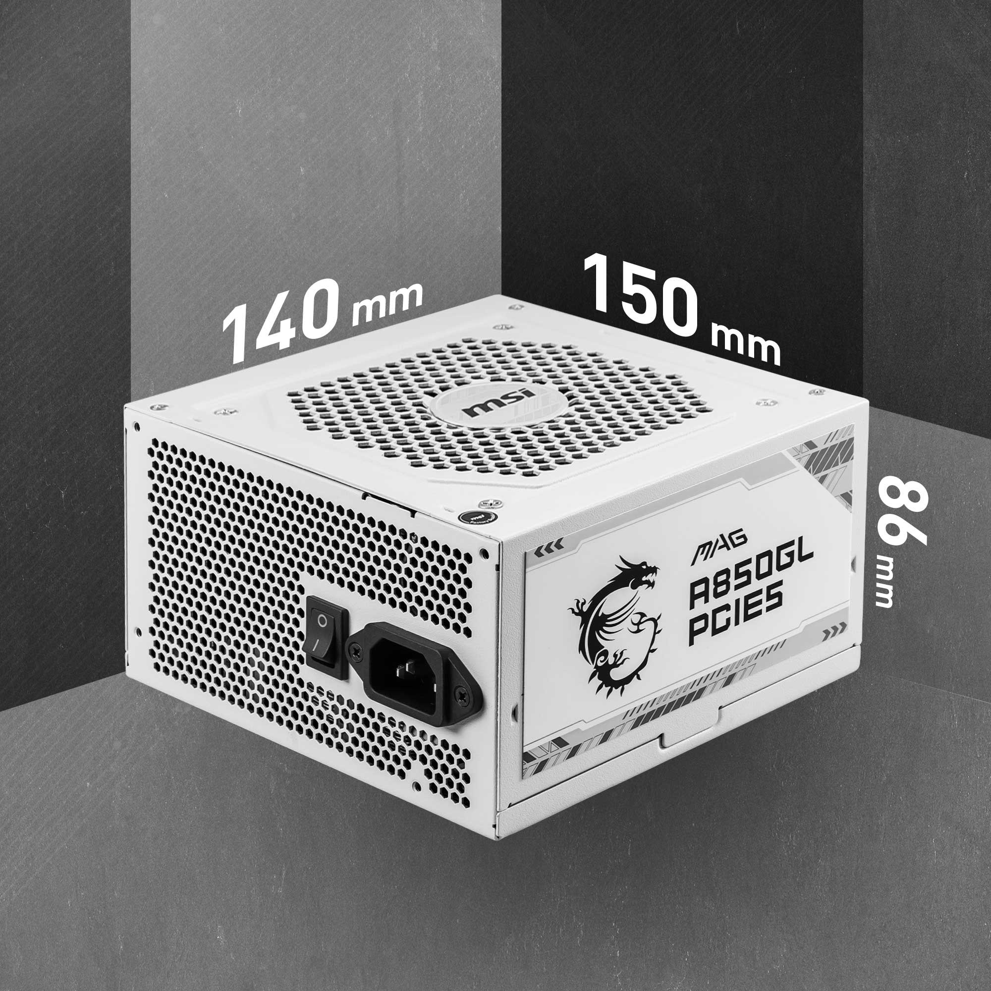 MSI - MAG A850GL PCIE5 WHITE, 80+ GOLD Fully Modular Gaming PSU, 12V ...