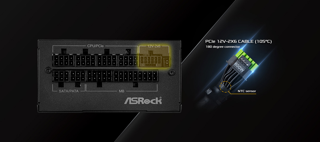 ASRock Steel Legend PG-1000PSF 1000W 80 PLUS GOLD & Cybenetics PLATINUM Full Modular Power Supply