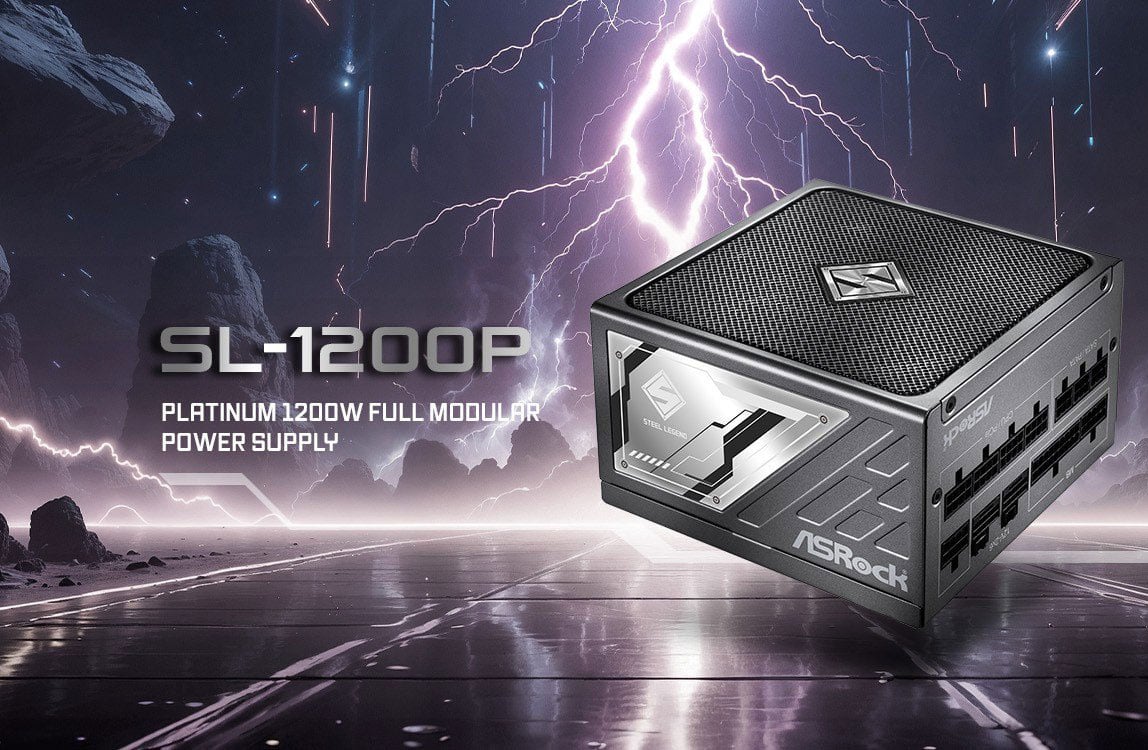 ASRock Steel Legend SL-1200P 1200W 80 PLUS GOLD & Cybenetics PLATINUM Full Modular Power Supply