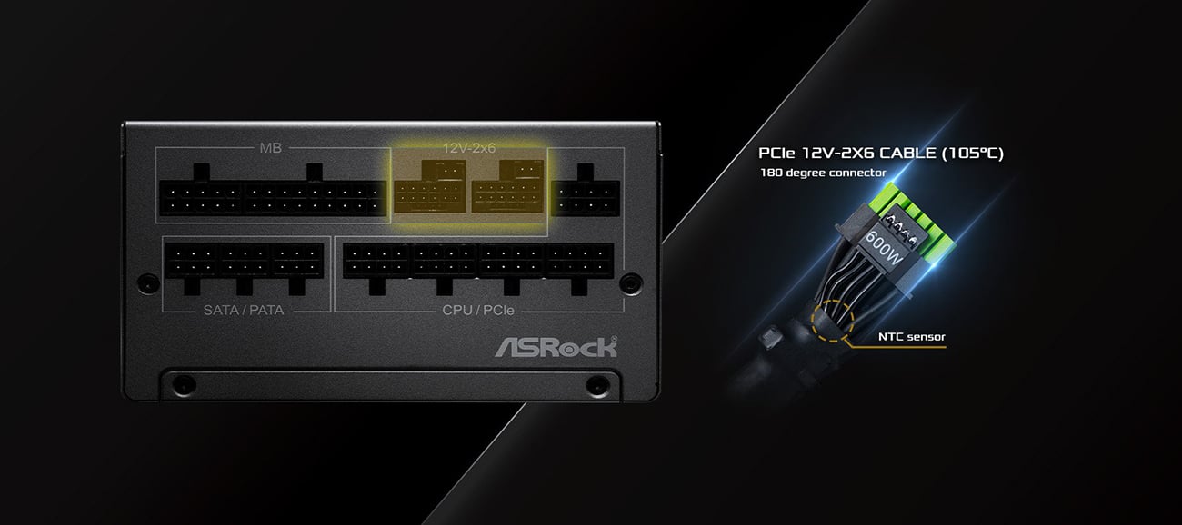 ASRock Steel Legend SL-1200P 1200W 80 PLUS GOLD & Cybenetics PLATINUM Full Modular Power Supply