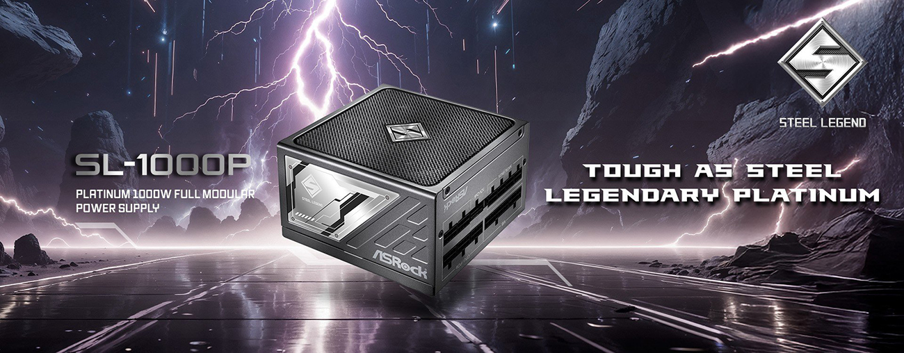ASRock Steel Legend SL-1000P 1000W 80 PLUS GOLD & Cybenetics PLATINUM Full Modular Power Supply