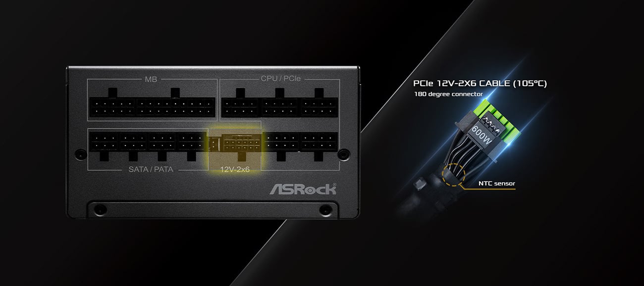 ASRock Steel Legend SL-1000P 1000W 80 PLUS GOLD & Cybenetics PLATINUM Full Modular Power Supply