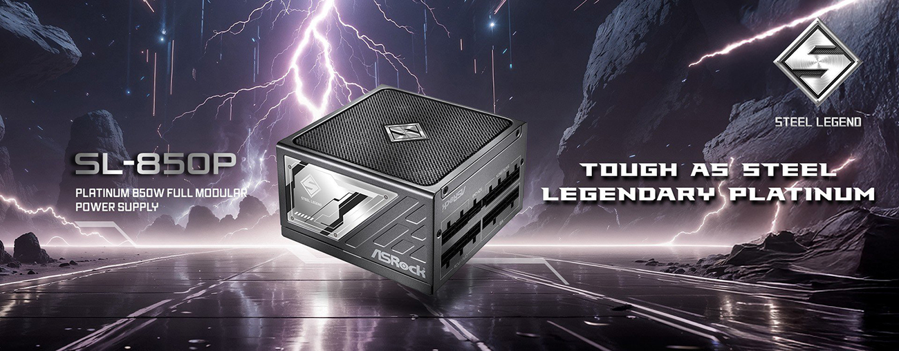 ASRock Steel Legend SL-850P 850W 80 PLUS GOLD & Cybenetics PLATINUM Full Modular Power Supply