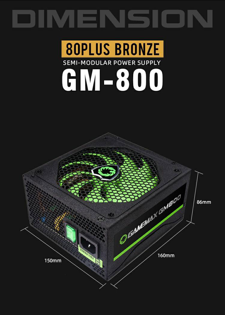 GameMax GM500 PSU 500W 80PLUS Bronze, Semi-Modular, Single Rail, 34A + –  Repair Works