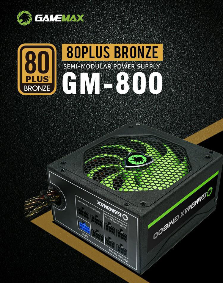GAMEMAX GM-800 Power Supply 800W 80+ Bronze Semi Modular 