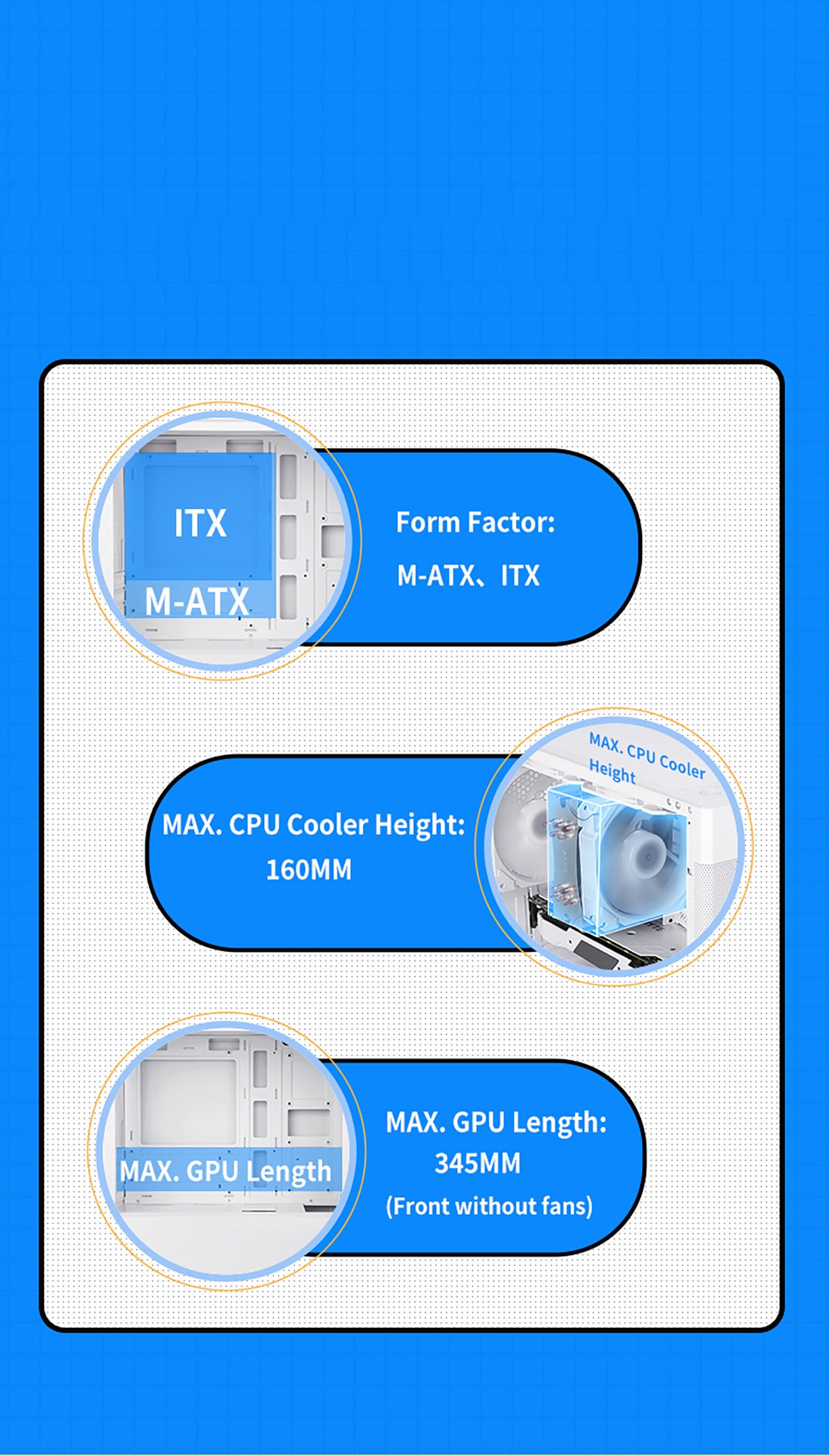 Sama ARGB-Q5-W White Tempered Glass Micro ATX Tower Gaming Computer Case