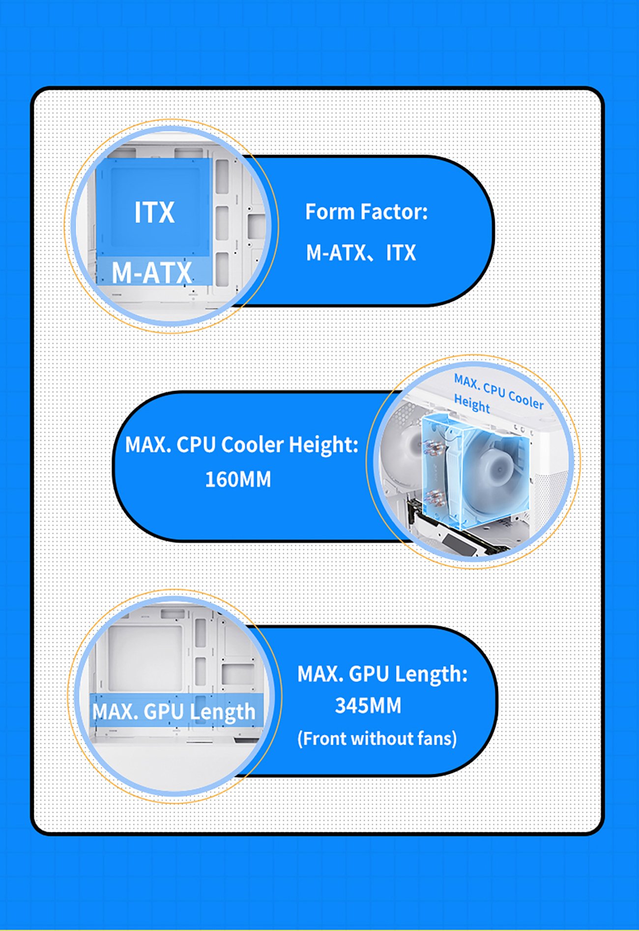 Sama ARGB-Q5-W White Tempered Glass Micro ATX Tower Gaming Computer Case