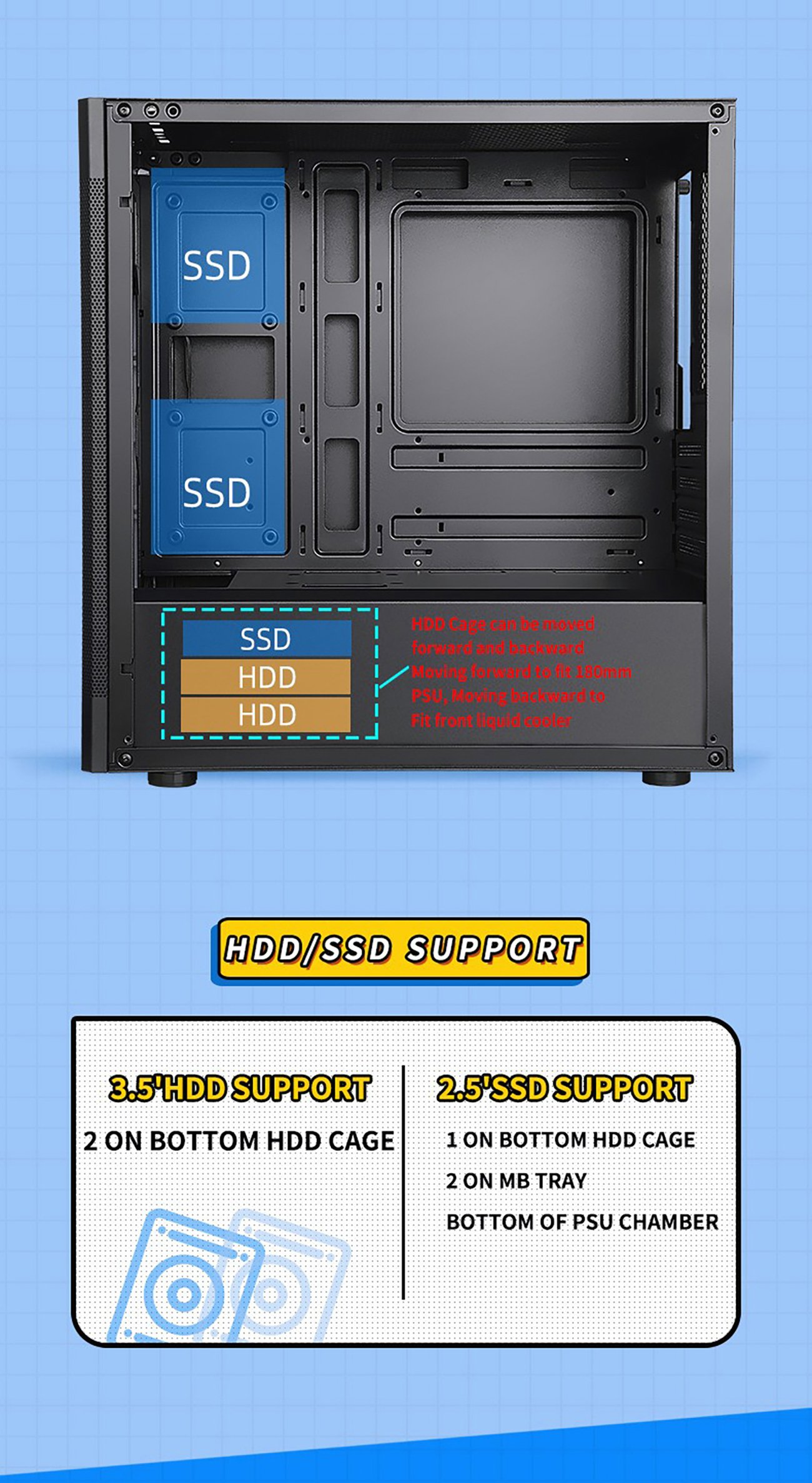 Sama ARGB-Q5-BK Black Tempered Glass Micro ATX Tower Gaming Computer Case