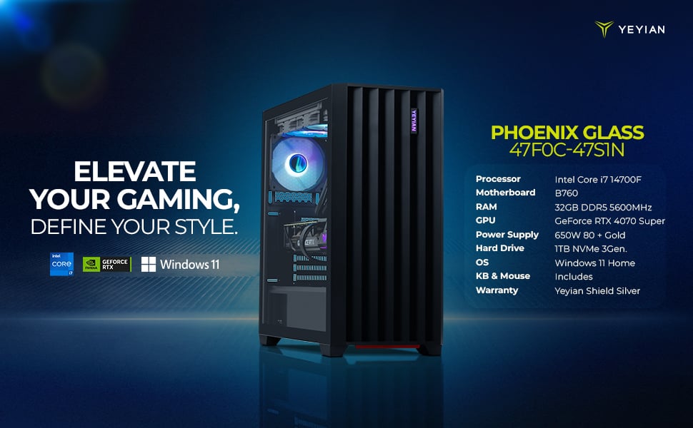 Yeyian Phoenix Glass Gaming Desktop PC