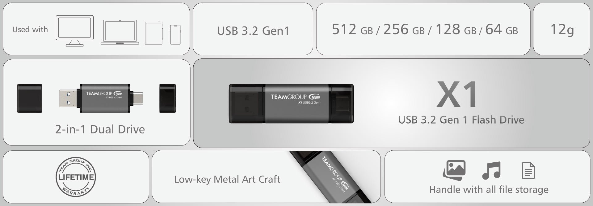 Team X1 USB 3.2 Gen1 Dual Flash Drive