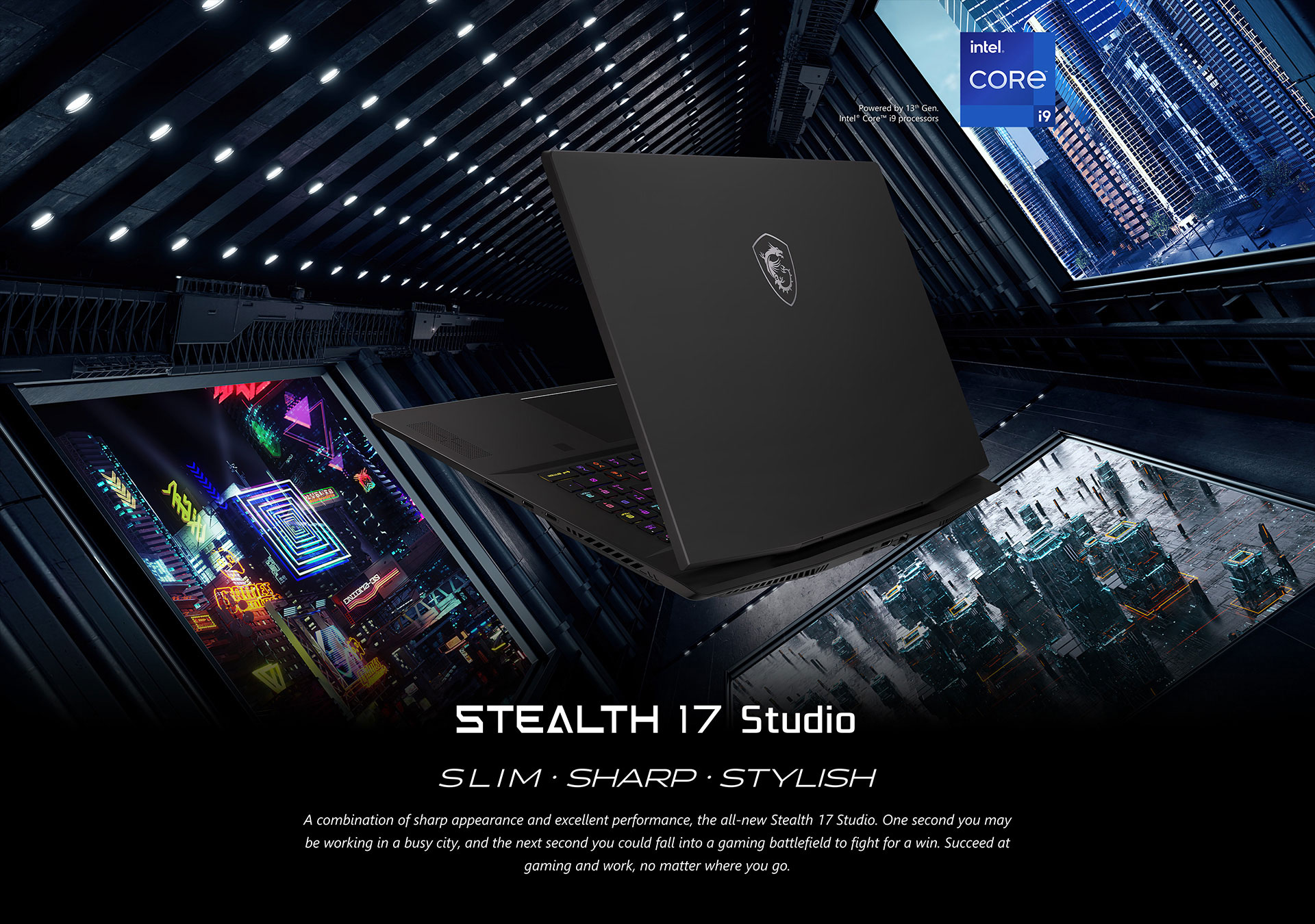 Ordinateur portable Ultra fin et léger Stealth 17Studio A13VG-020CA 17,3 po  de MSI QHD 240 Hz Intel® Core™ i7-13700H RTX 4070 32 Go DDR5 1 To NVMe SSD