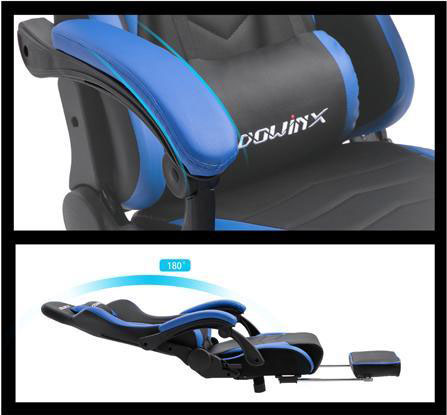 Dowinx Gaming Chair Ergonomic Racing Style Recliner with Massage Lumbar  Support, Office Armchair for Computer PU Leather E-Sports Gamer Chairs with