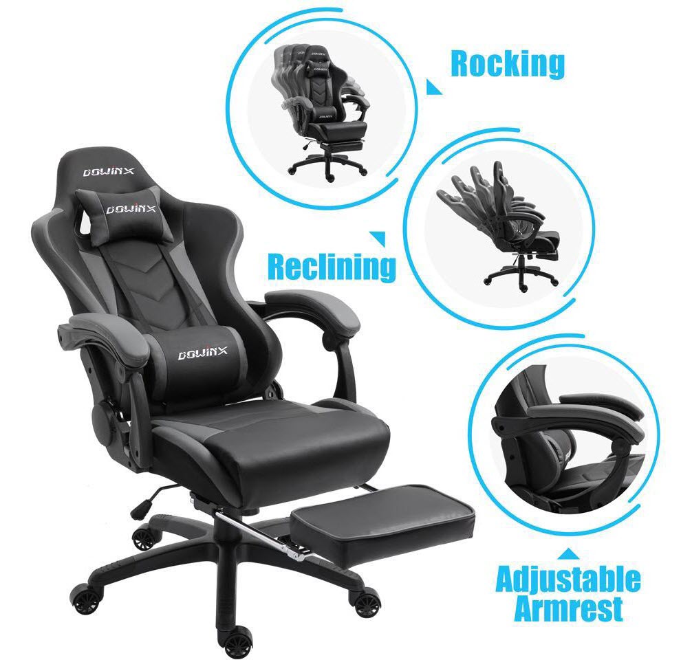 Dowinx Gaming Chair Ergonomic Racing Style Recliner with Massage Lumbar  Support, Office Armchair for Computer PU Leather E-Sports Gamer Chairs with  • Price »