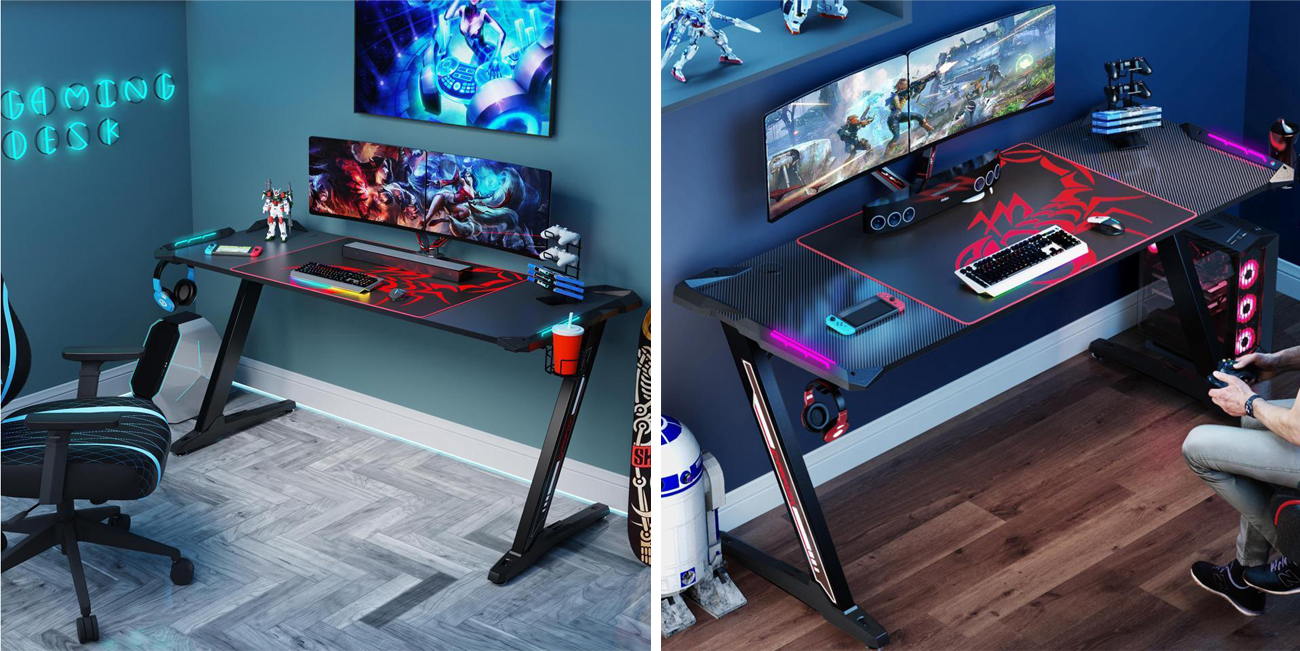 Eureka Ergonomic Z60 Gaming Desk with RGB Lights – Ergo Standing Desks