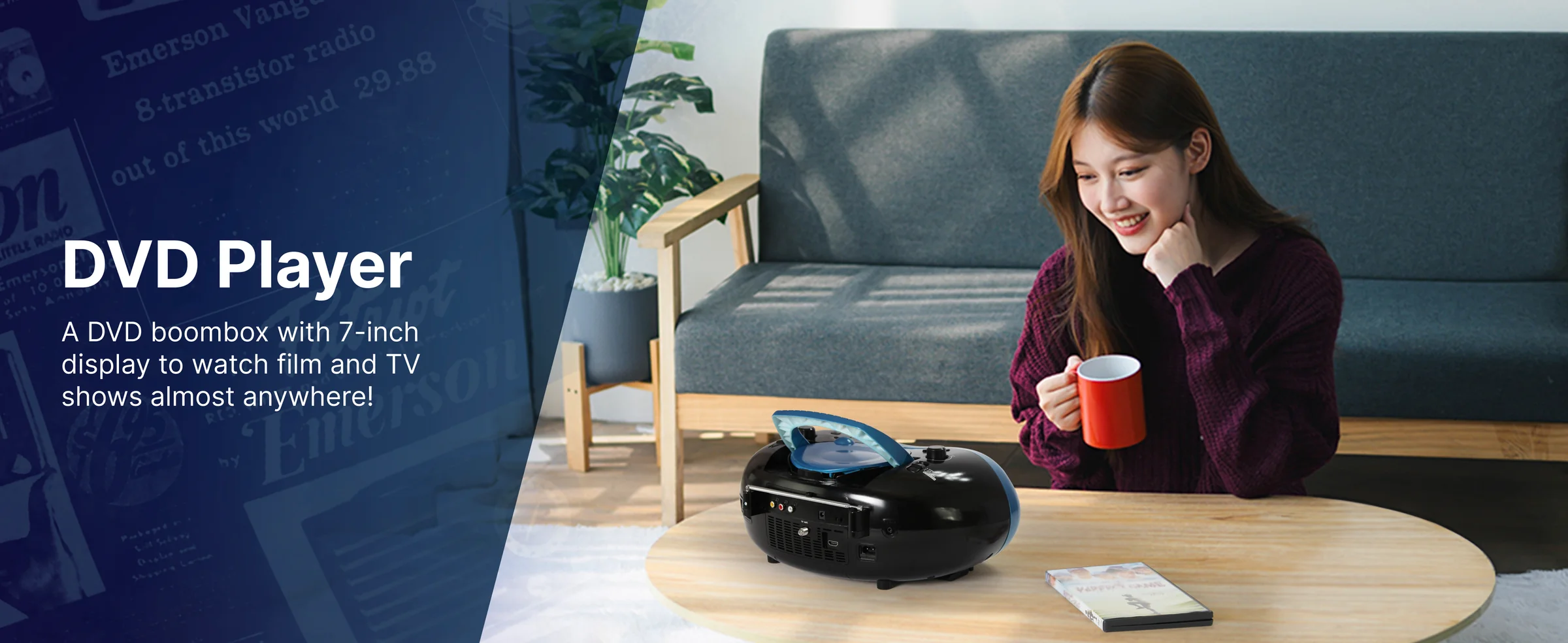 Emerson EDL-2870H-BK Bluetooth® DVD Boombox with AM/FM Radio & Digital TV