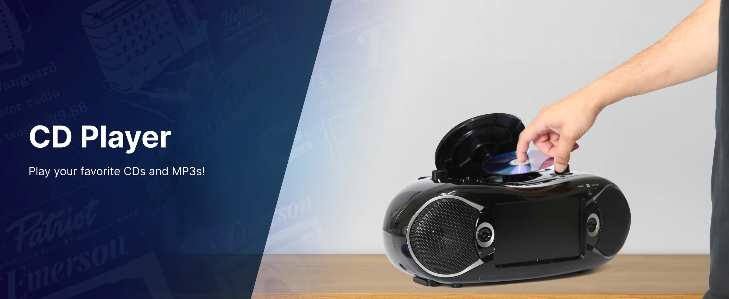 Emerson EDL-2870H-BK Bluetooth® DVD Boombox with AM/FM Radio & Digital TV