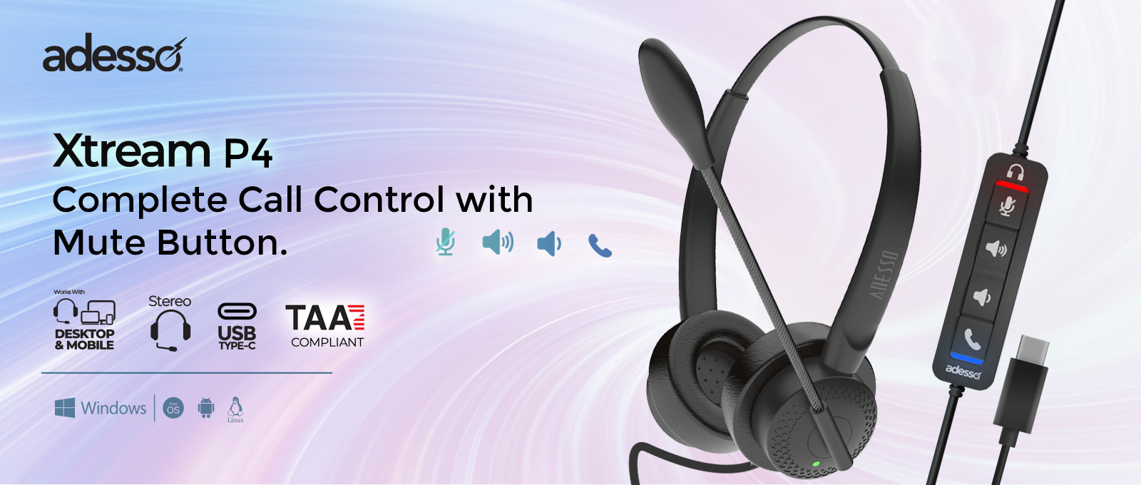 Adesso Xtream P4-TAA Over-the-ear Headset