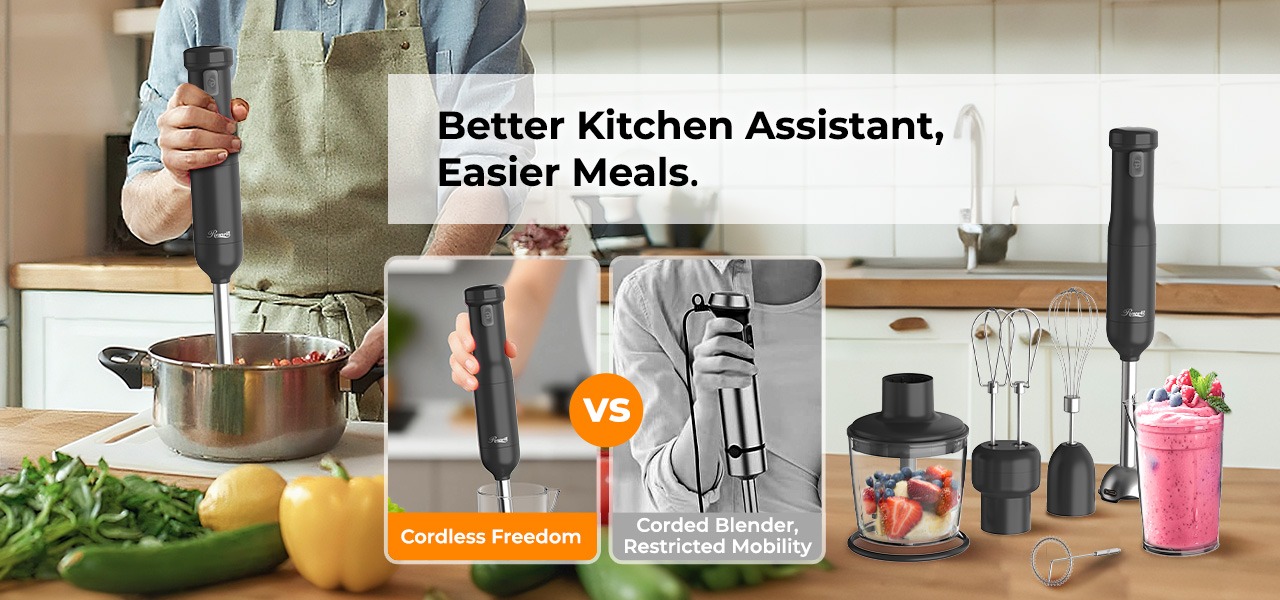 Rosewill 6-in-1 Multi-Speed Cordless Rechargeable Immersion Hand Blender